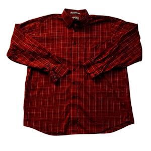L.L. Bean Men's Wrinkle Resistant Red Plaid Shirt - Traditional Fit, Size L